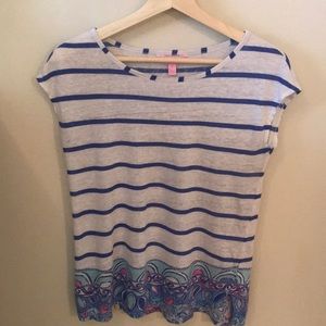 Lilly Pulitzer Linen Stripped T-shirt Sz XS